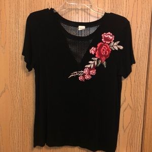 Black flower shirt